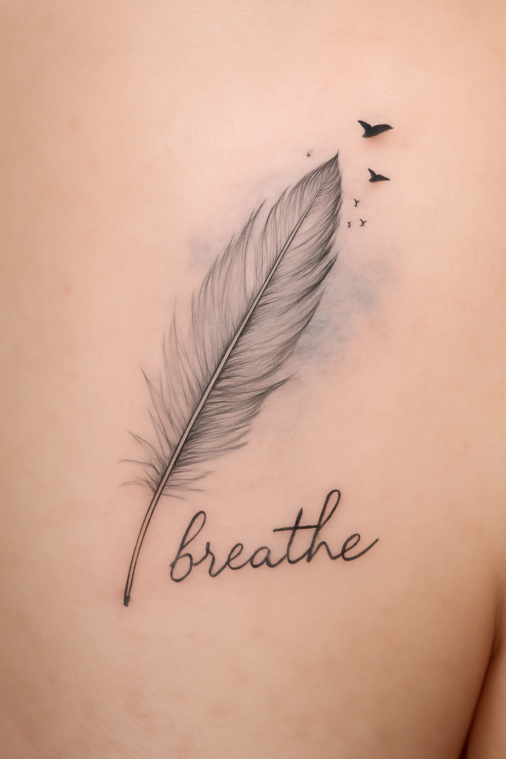 1. Delicate Feather Design on Skin
