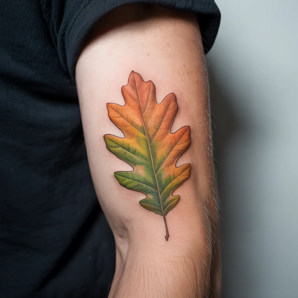 1. Realistic Leaf Design Tattoo