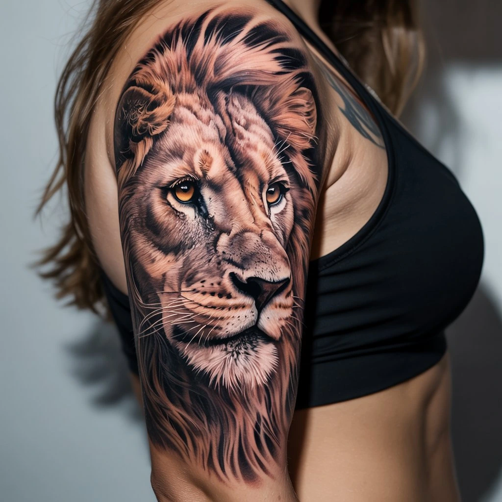 10. Detailed Lion Design Tattoo