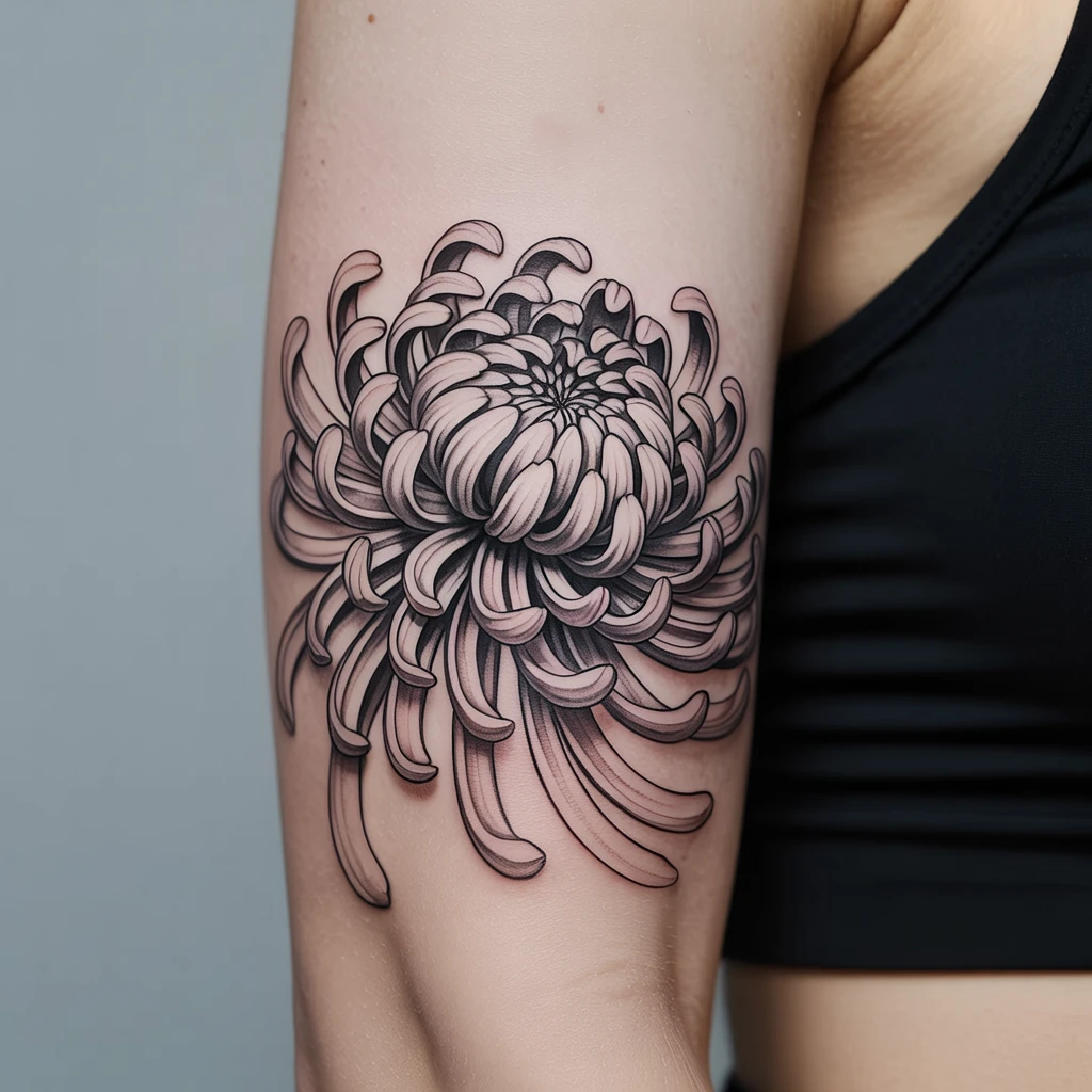 12. Intricate Chrysanthemum Tattoo