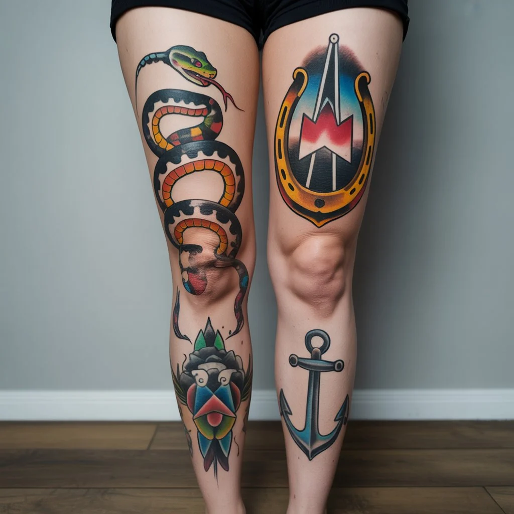 13. Vibrant Leg Tattoos Tell a Story