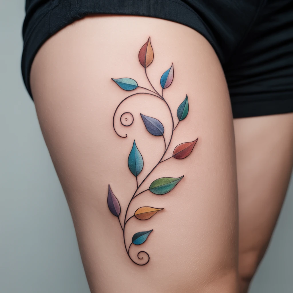 13. Colorful Vine with Leaf Motifs (1)