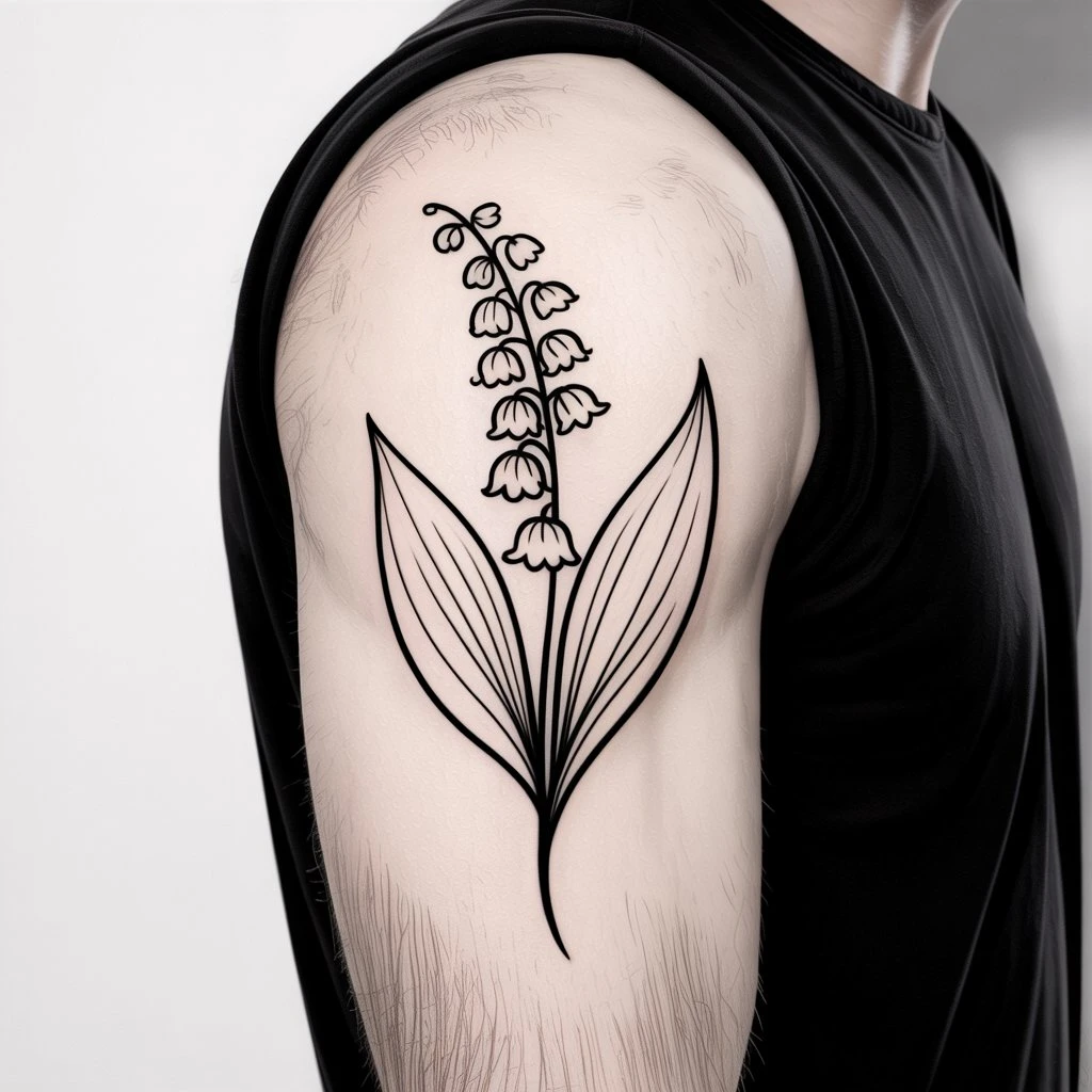 13. Simple Line Art of Lily of the Valley