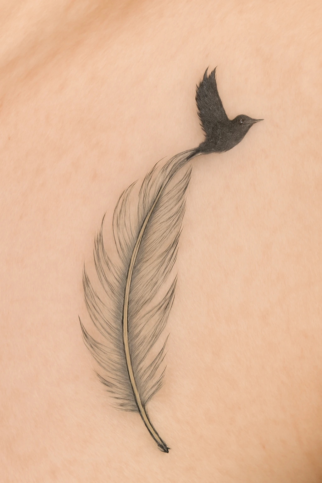 16. Feather with Ascending Bird — “Rising Above”
