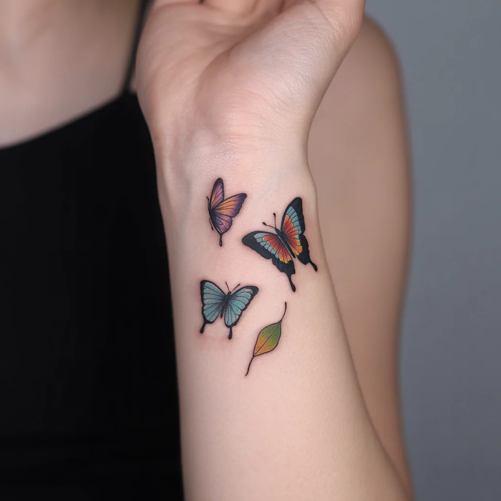 18. Captivating Butterfly and Leaf Tattoos