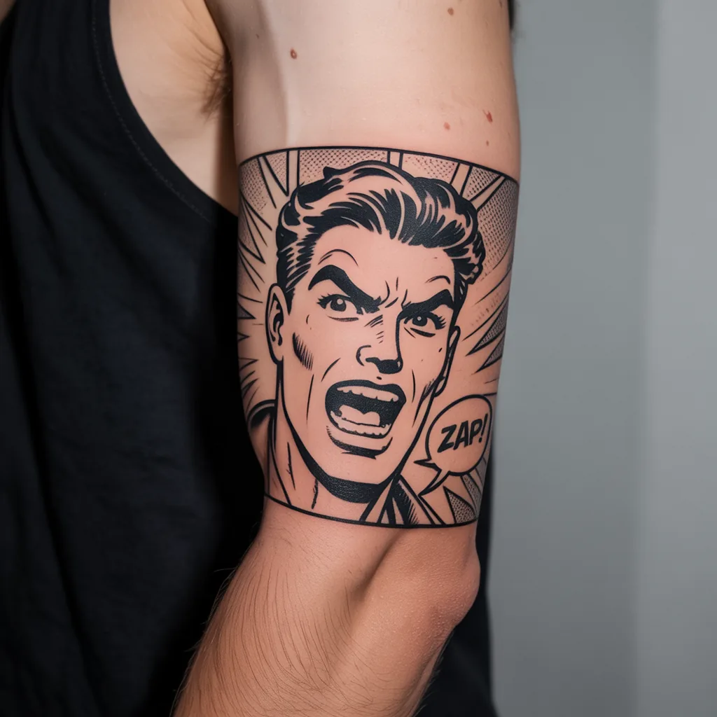 2. Comic-Style Inner Arm Tattoo