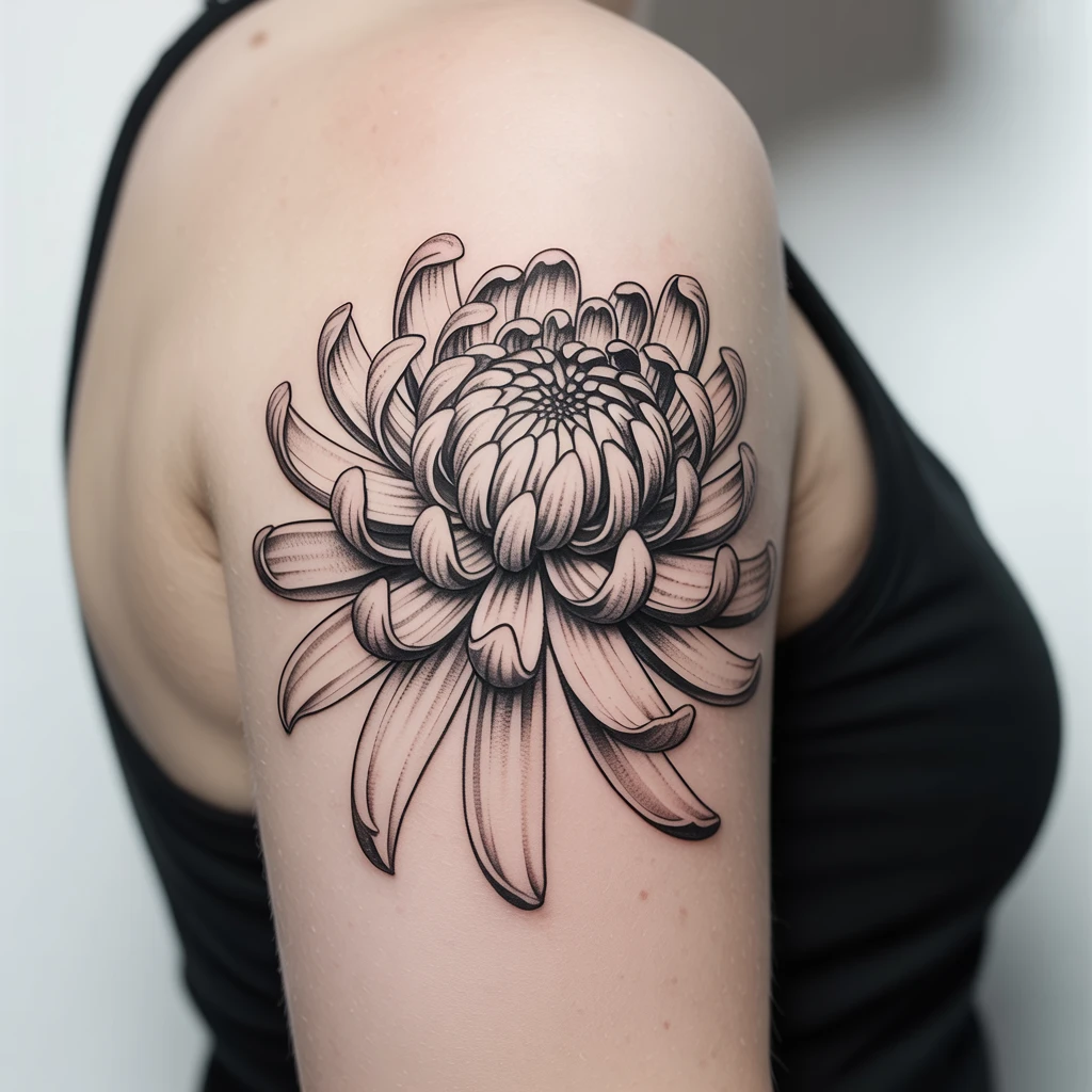 2. Intricate Black Chrysanthemum Design (1)
