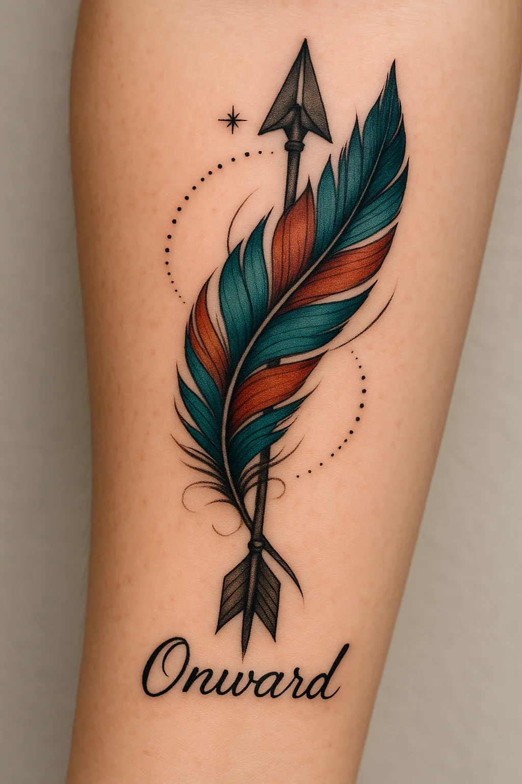 20. Colorful Feather with Arrow — “Guided Flight”