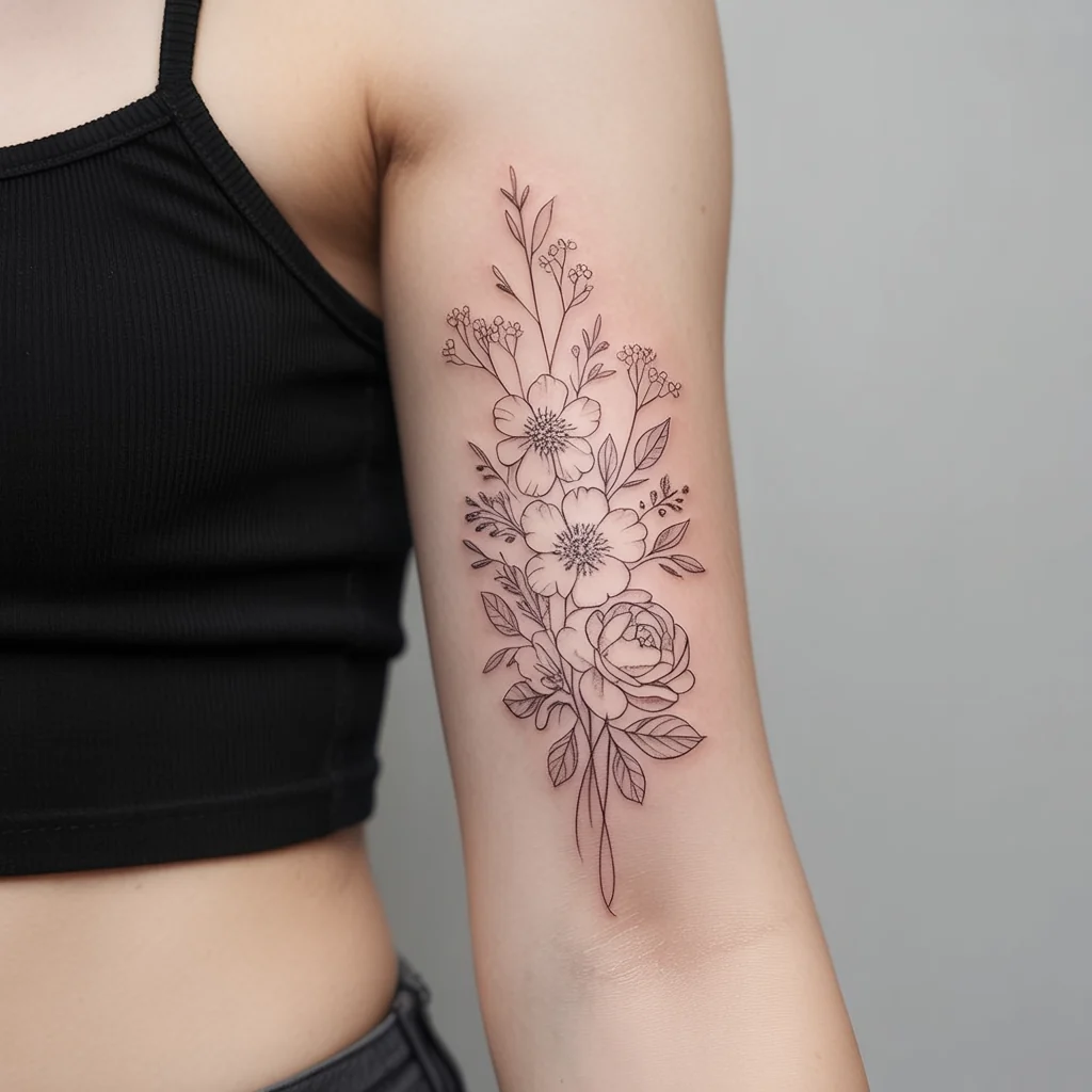 21. Delicate Floral Design with Fine Lines
