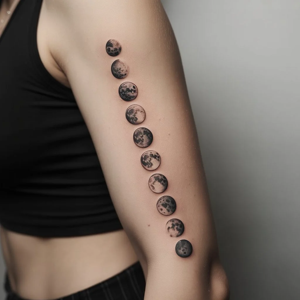 24. Lunar Phases Tattoo Design