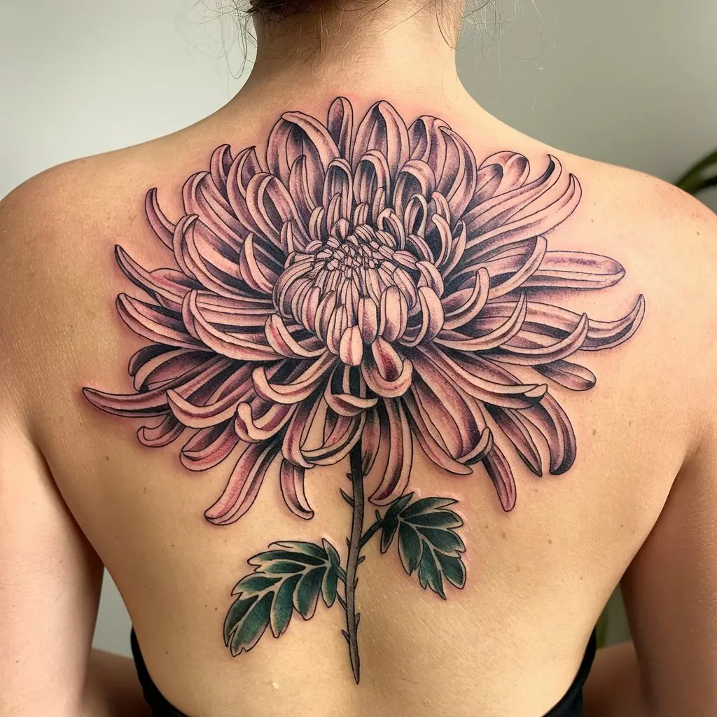 25. Intricate Chrysanthemum Design with Shading