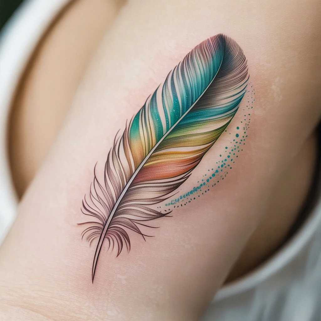 25. Striped Feather with Blended Colors — “Echoes of Light”