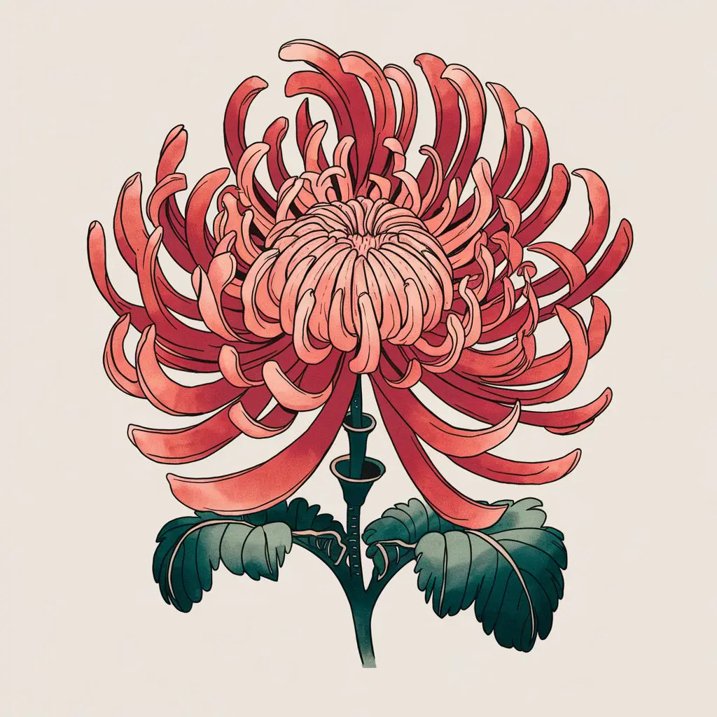 26. Bold Red Chrysanthemum Design
