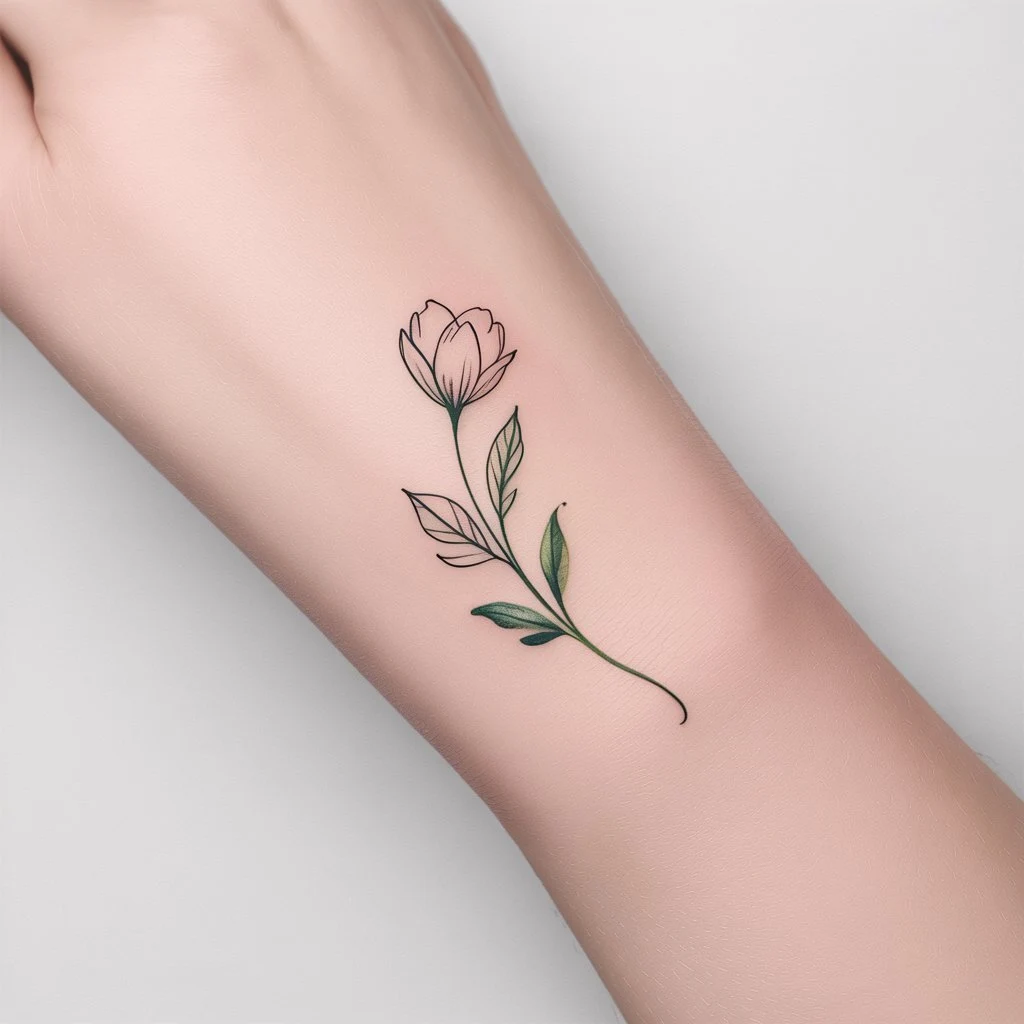 26. Delicate Floral Design with Curved Stem