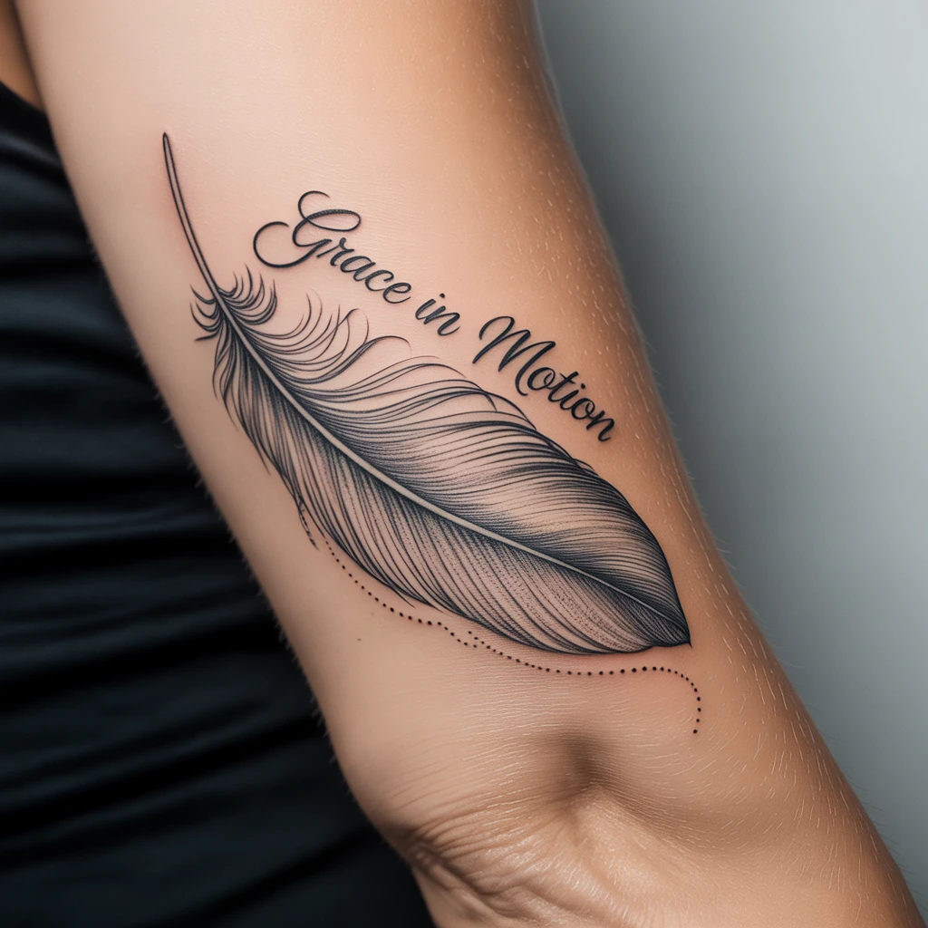 27. Detailed Feather Design on Arm — “Grace in Motion” (1)