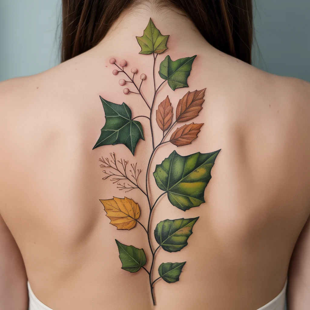 3. Detailed Leaf Arrangement Tattoo (1)