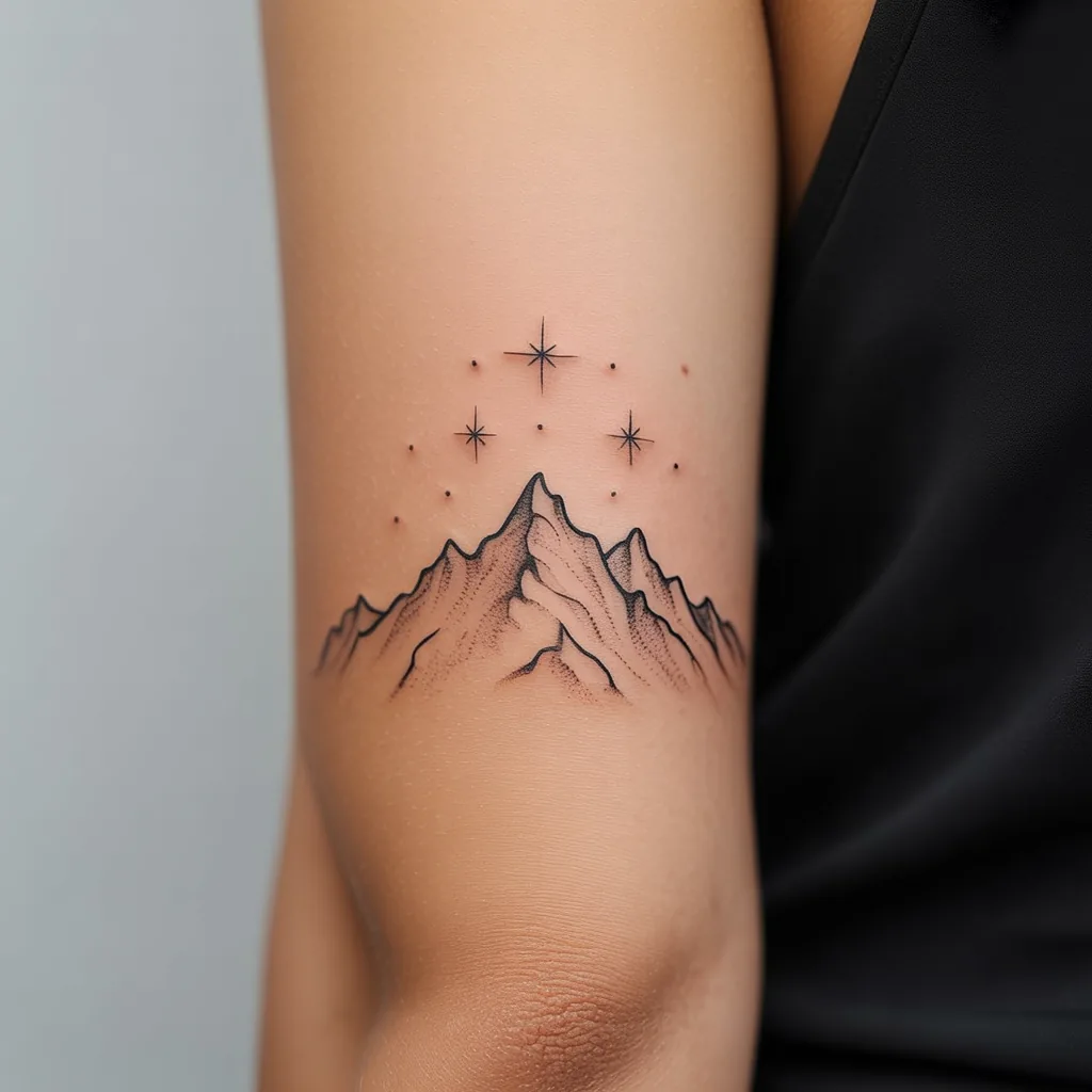 3. Mountain Range with Star Accents