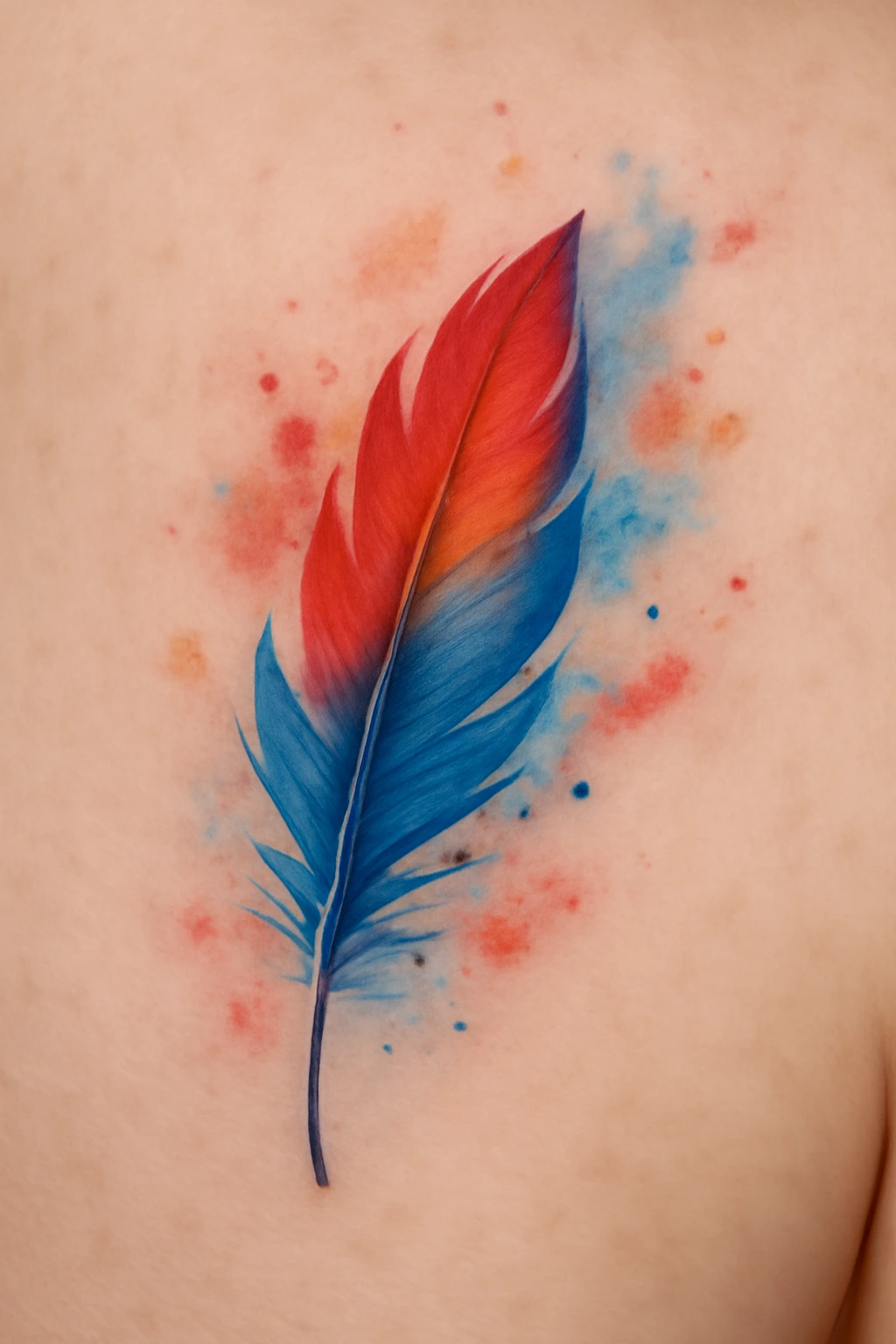 Red and Blue Feather Design — “Fire & Sky”