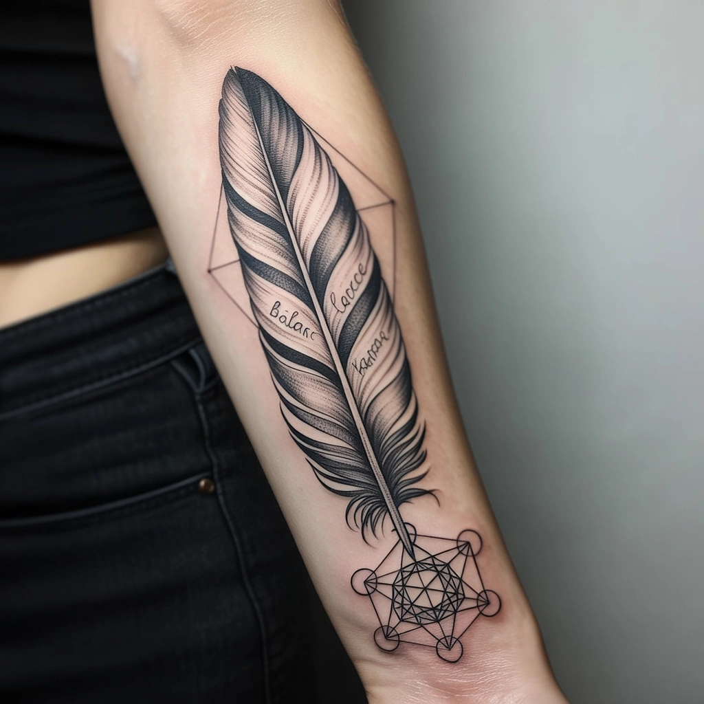 30. Feather Design with Geometric Elements — “Symmetry in Flight” (1)