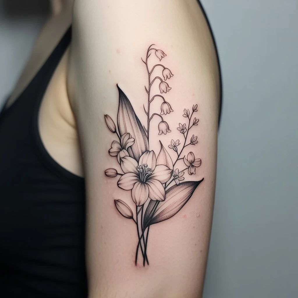 31. Delicate Floral Arrangement Tattoo