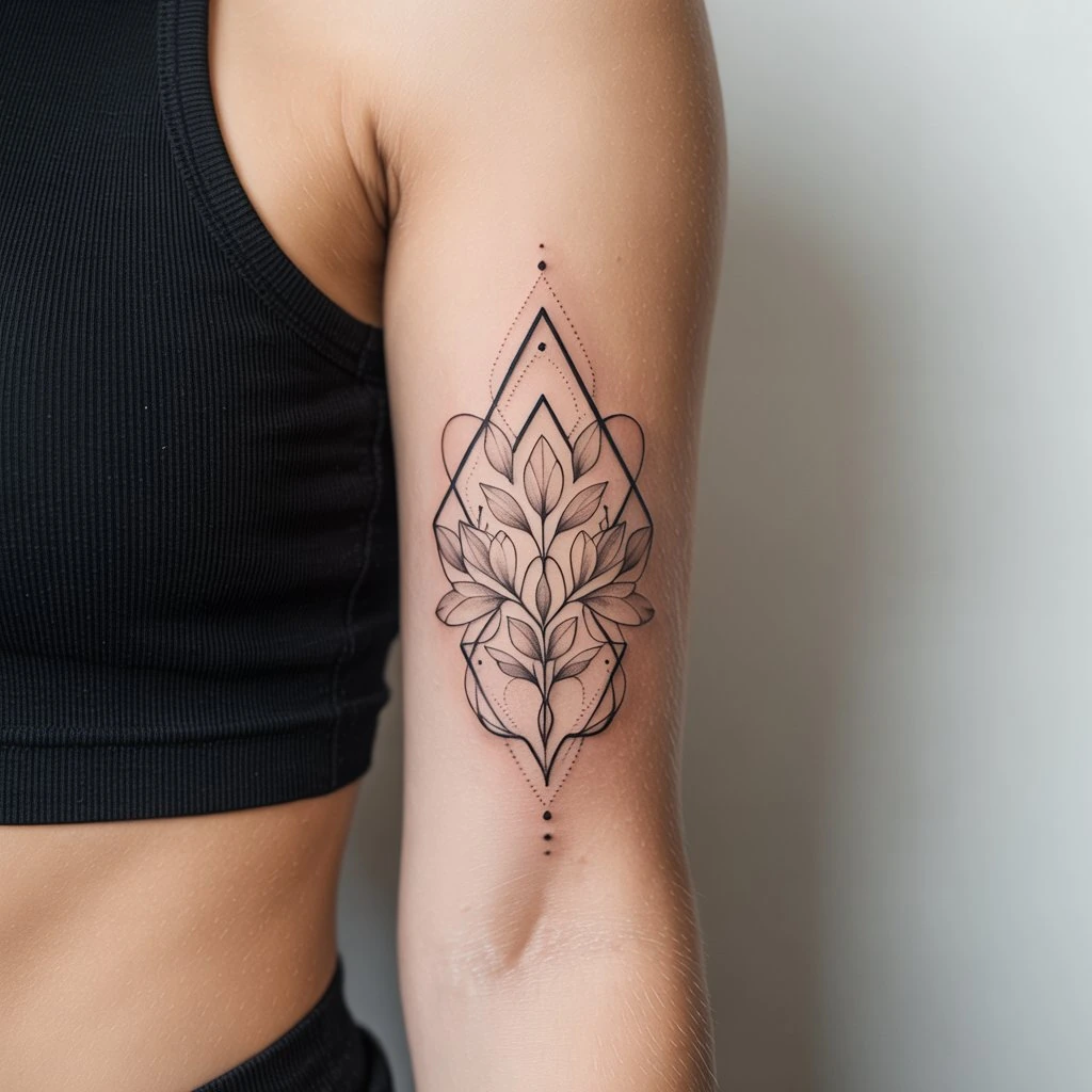 31. Geometric Floral Design in Black