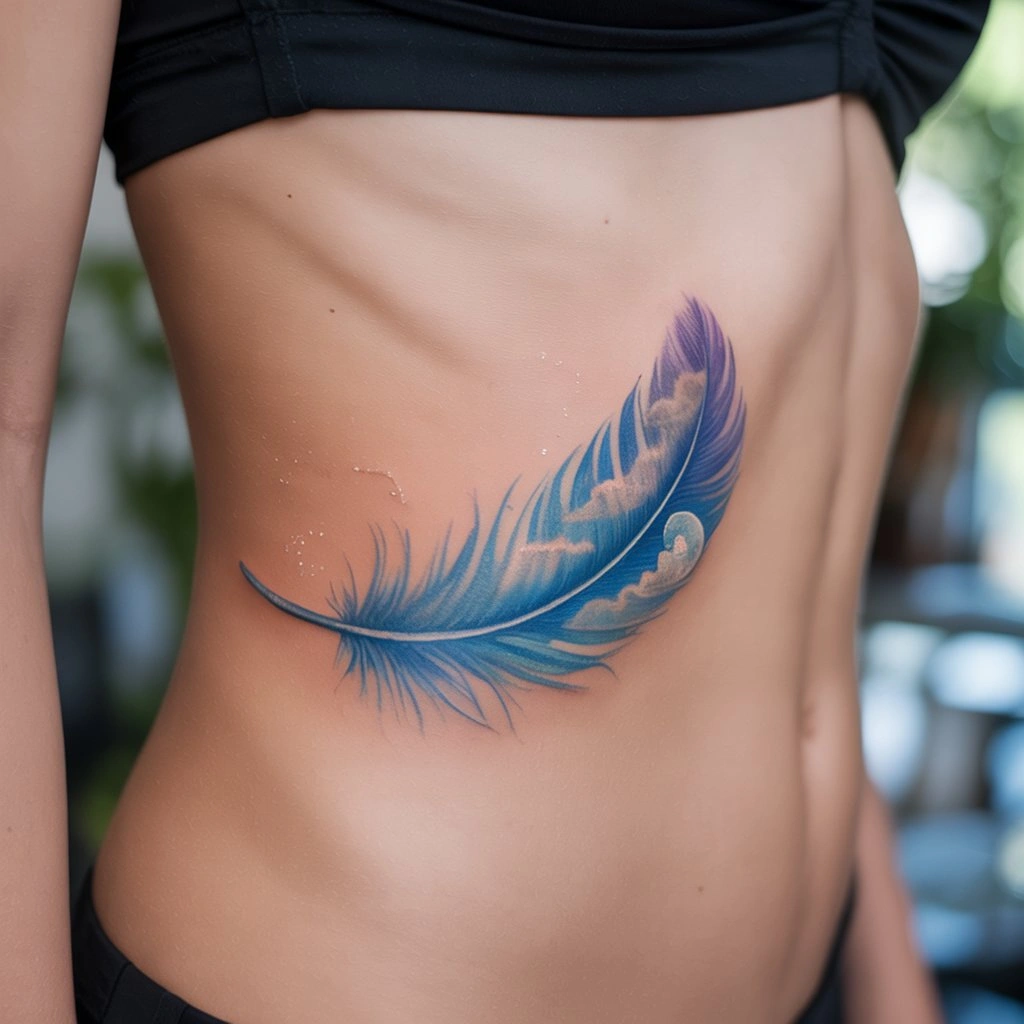 33. Blue-Tinted Feather Design — “Breeze of the Sky”