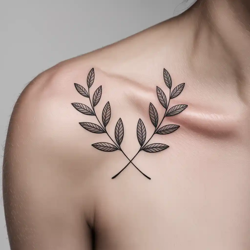 33. Intricate Leaf Design with Crossed Stems (1)