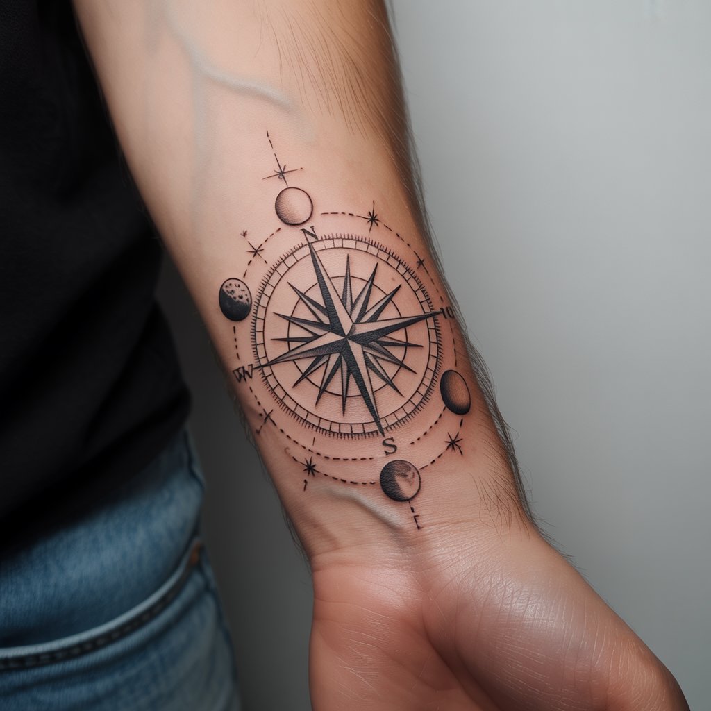 34. Celestial Compass Tattoo