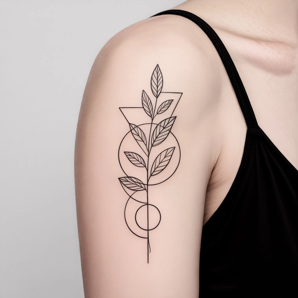 34. Delicate Floral Design with Geometric Accents