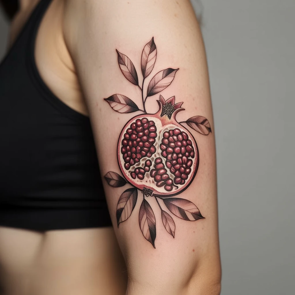 34. Detailed Fruit Design with Leaves