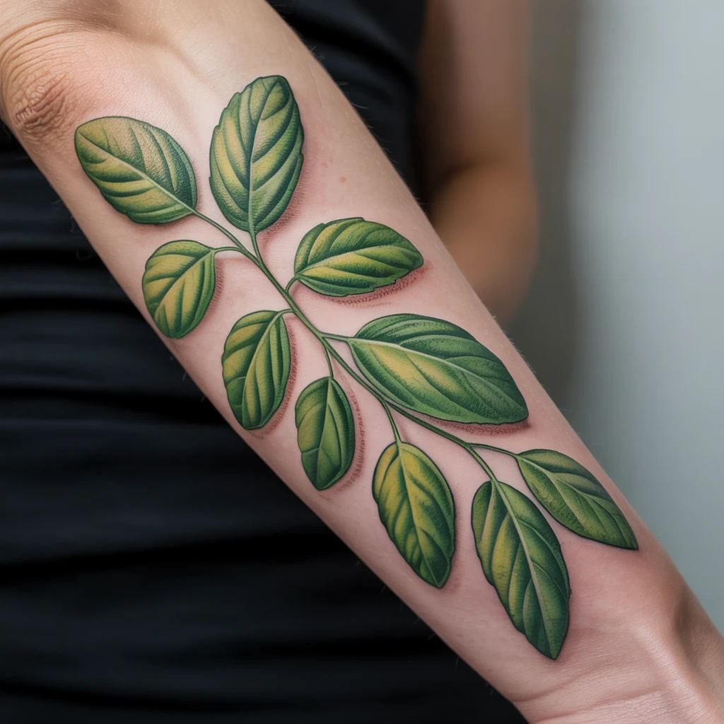 35. Realistic Leaf Arrangement Tattoo (1)