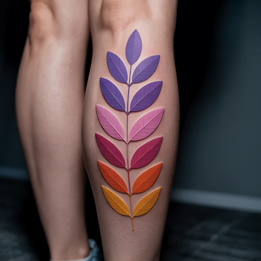 37. Vertical Leaf Design with Colorful Accents (2)