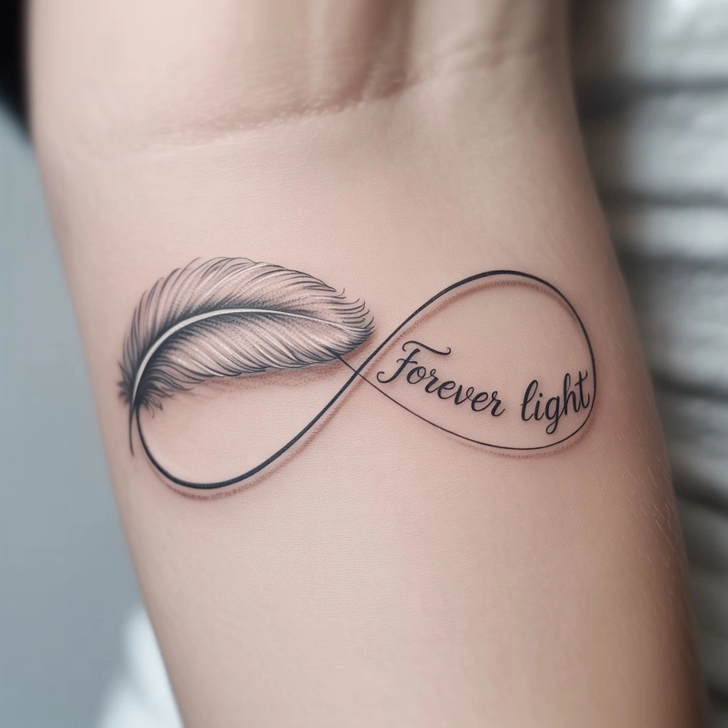 38. Infinity Symbol with Feather — “Forever Light”