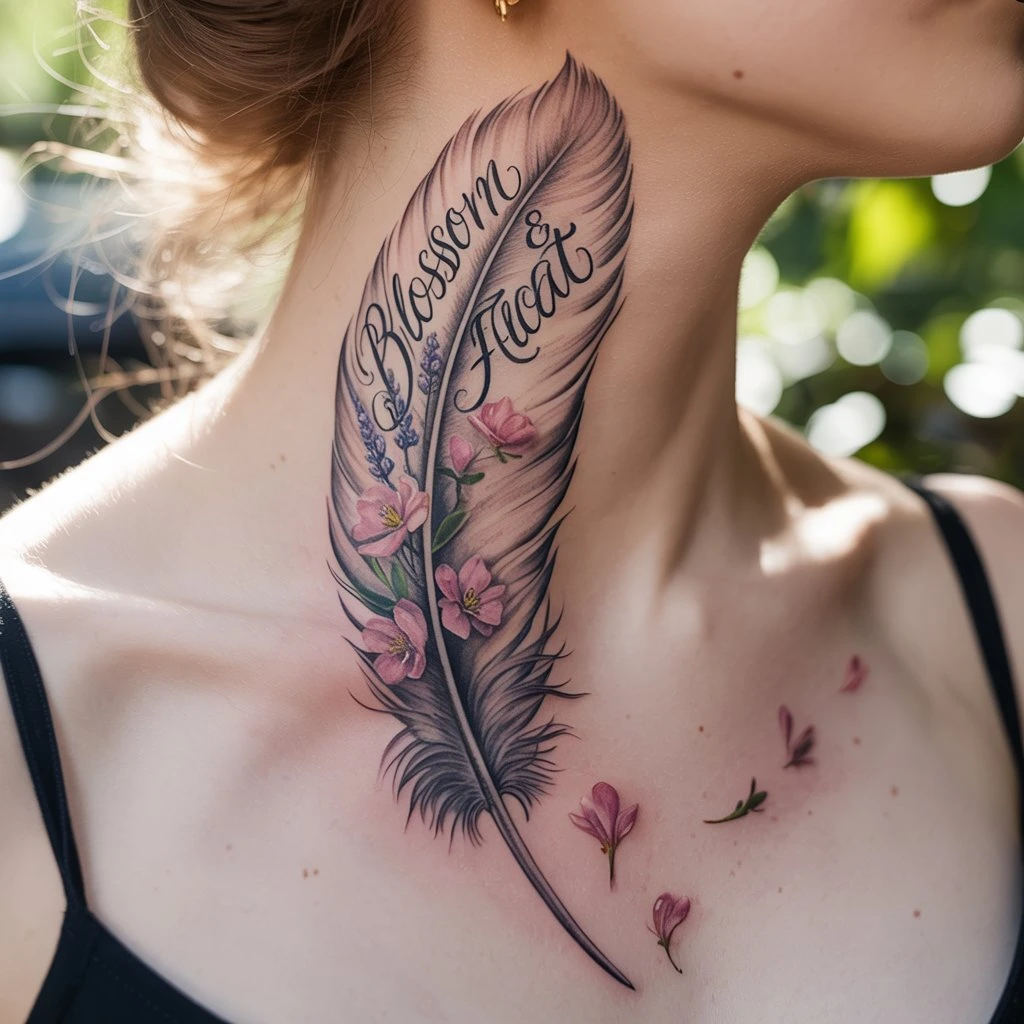 39. Large Feather with Flowers — “Blossom & Float”