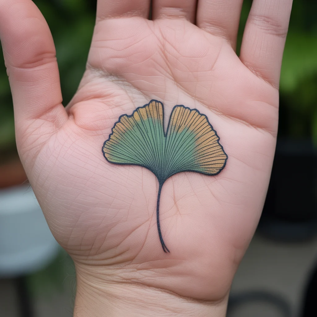 4. Ginkgo Leaf Tattoo in Palm (1)