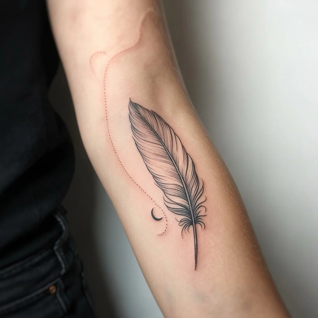 40. Delicate Feather with Fine Lines — “Whisper Trace”