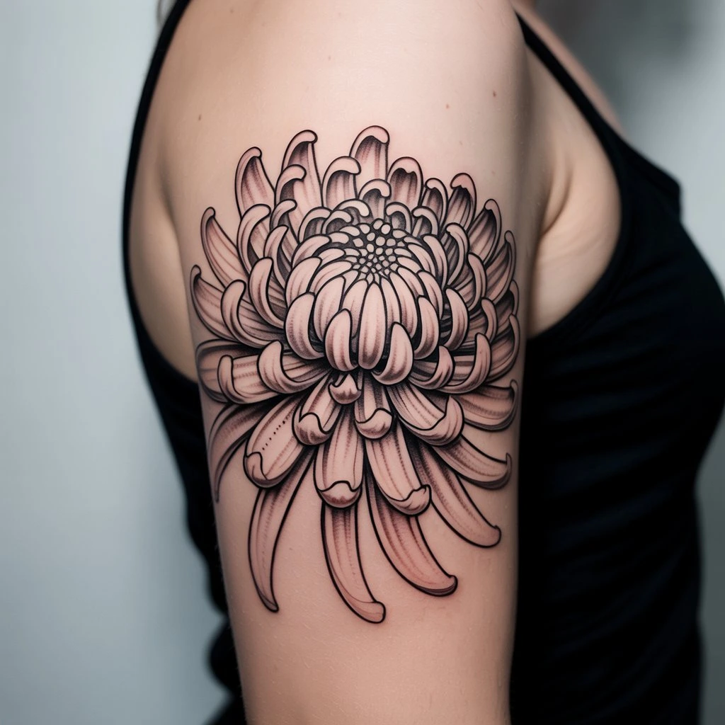 41. Intricate Chrysanthemum Tattoo Design