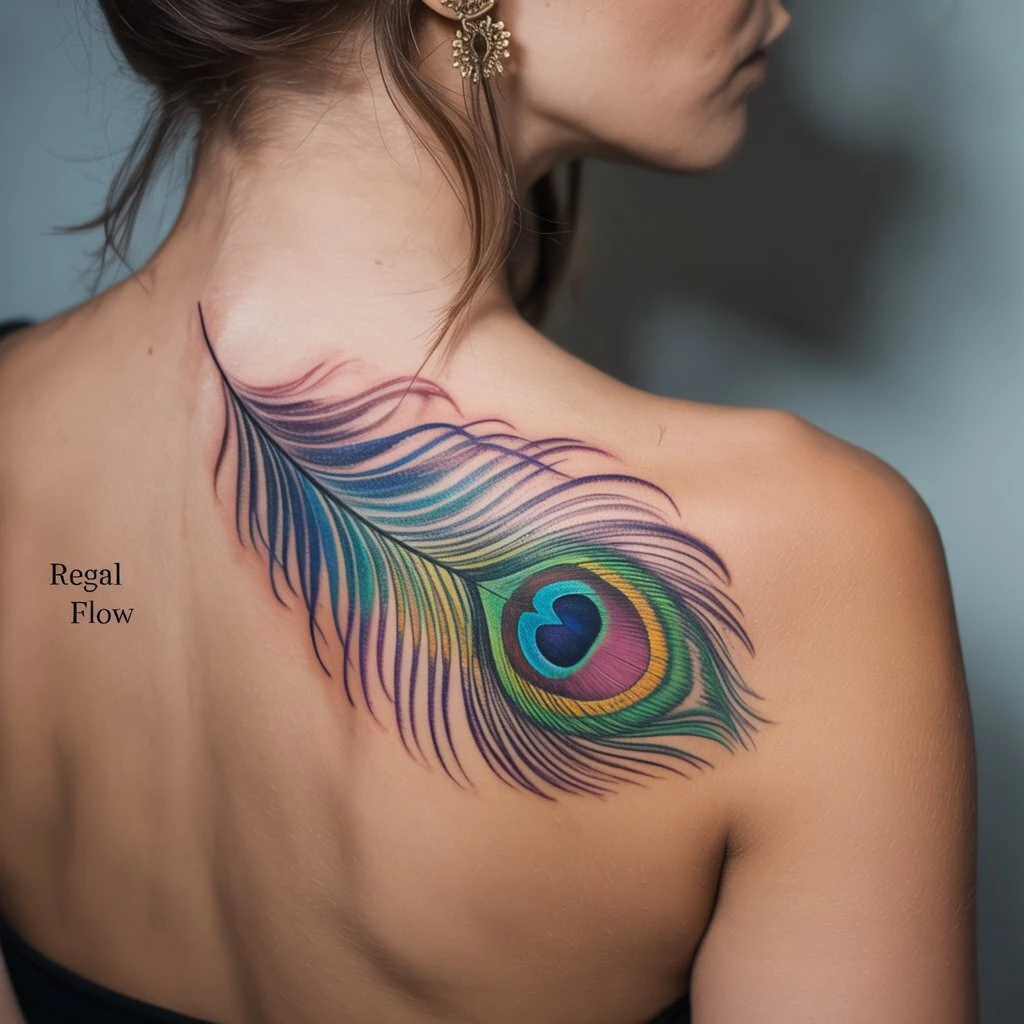 41. Vibrant Peacock Feather Design — “Regal Flow”
