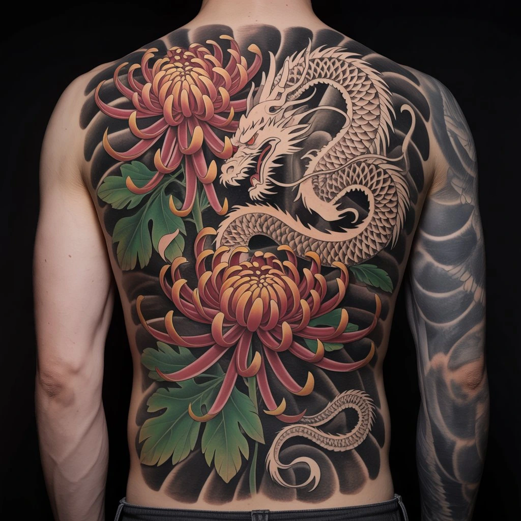 44. Chrysanthemum Tattoo and Dragon — “Fury and Grace”