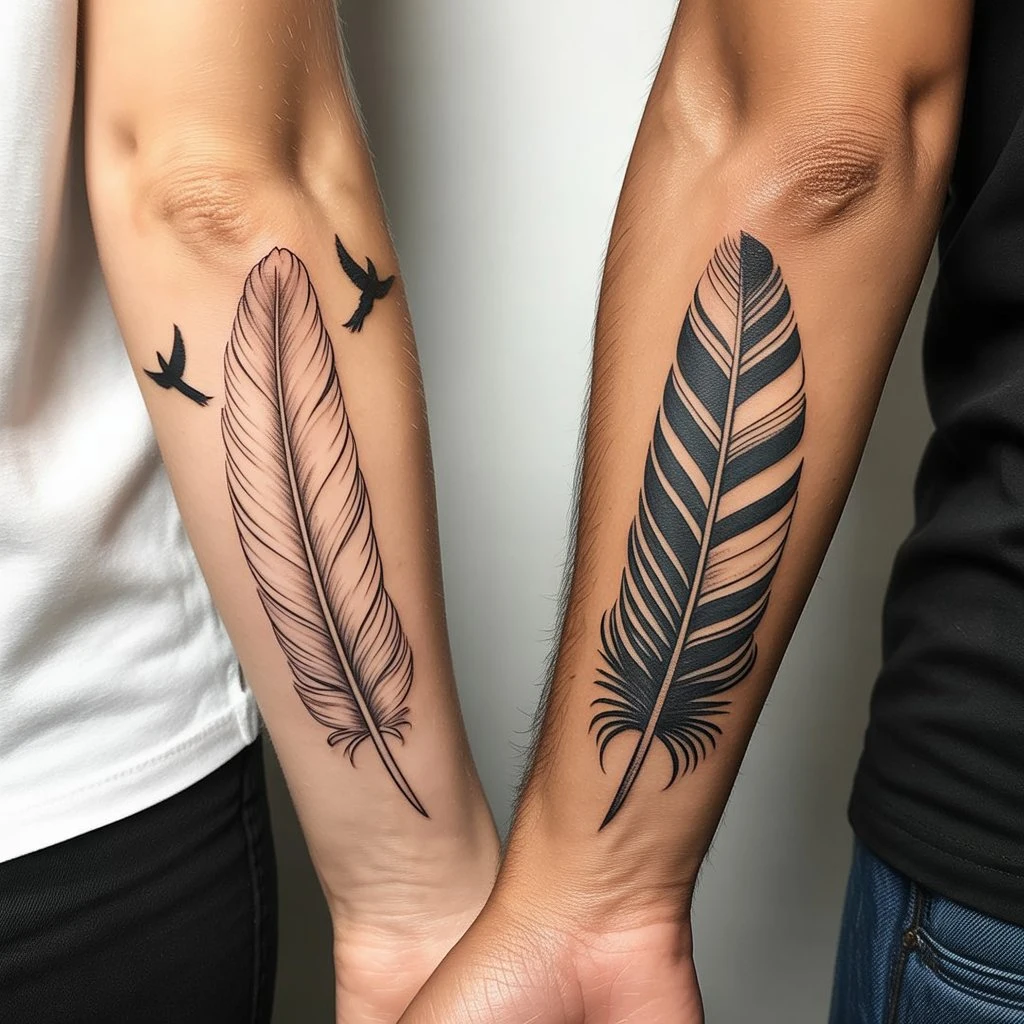 45. Contrasting Feather Styles on Arms — “Duality Ink”