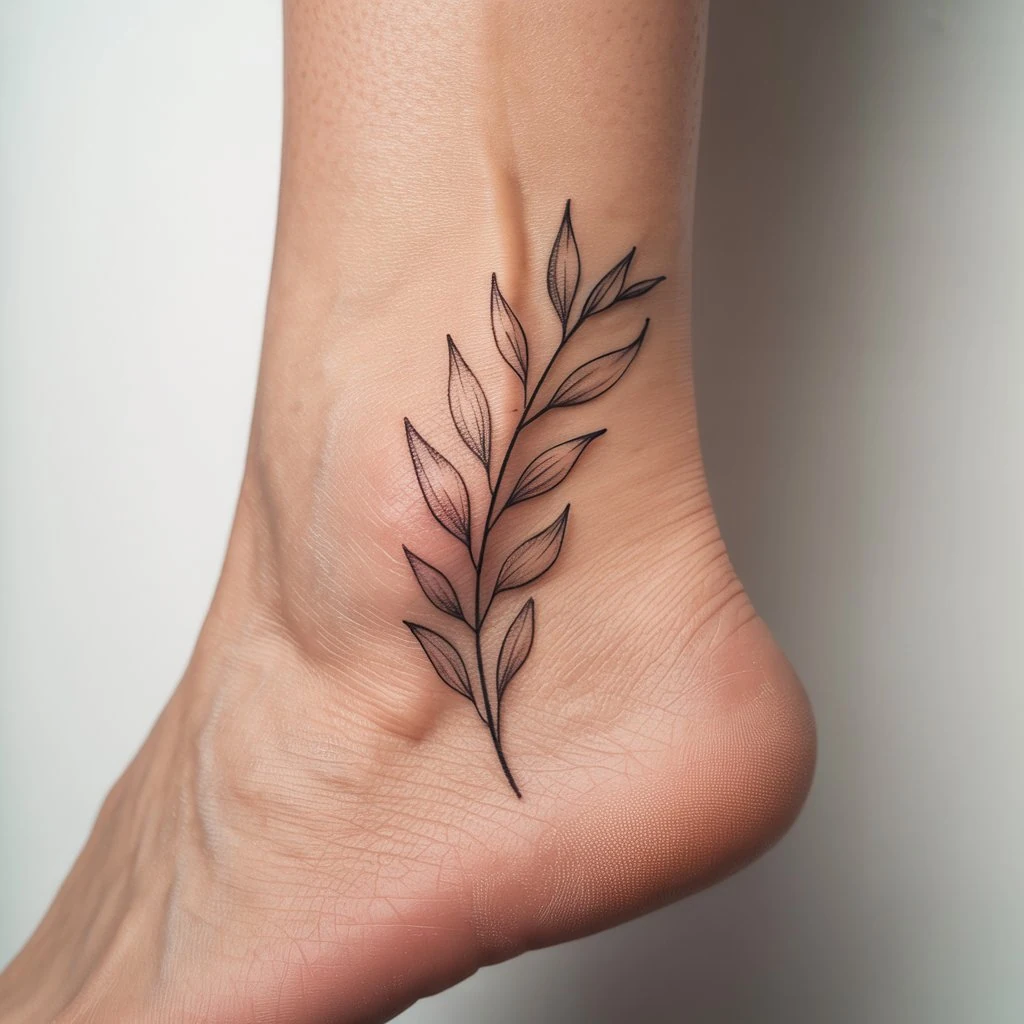 47. Delicate Leaf Design on Ankle