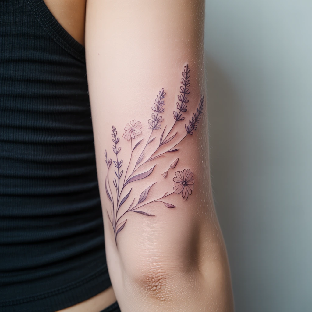 5. Delicate Floral Design on Inner Arm