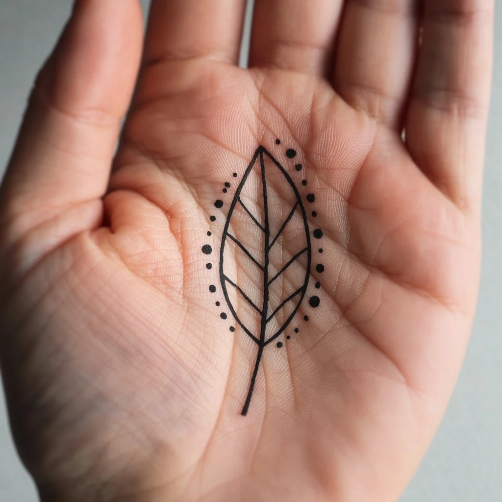 51. Delicate Leaf Design with Dot Accents