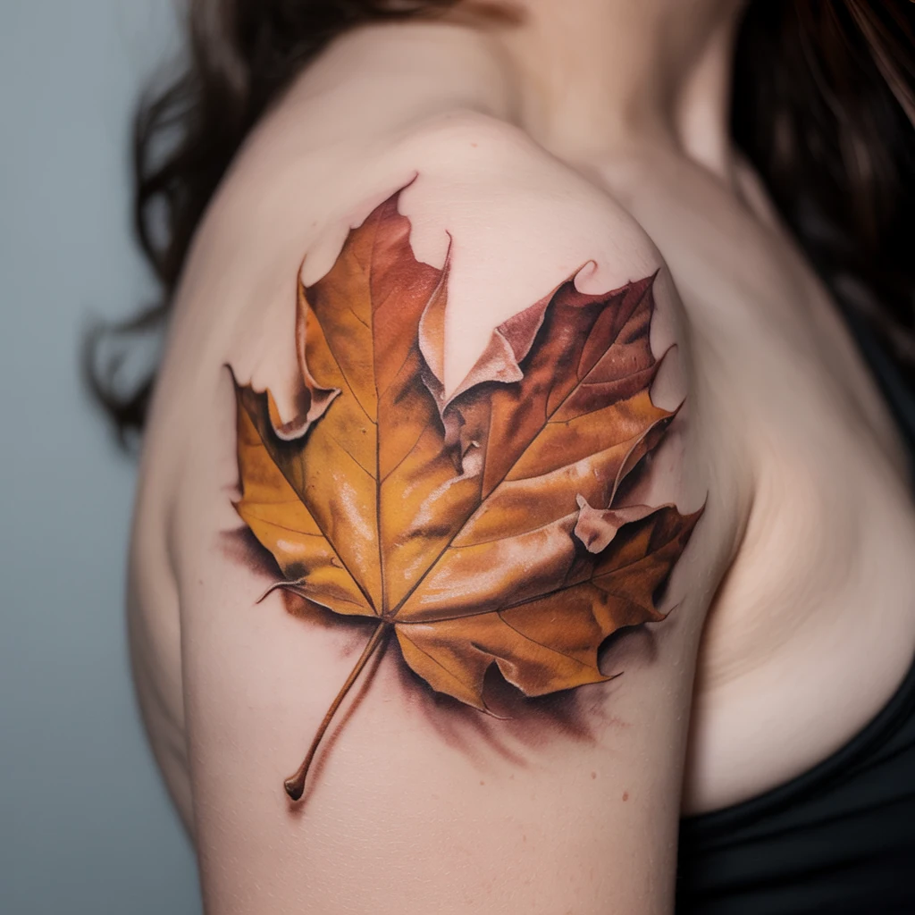 53. Crumpled Autumn Leaf on Shoulder Blade (1)