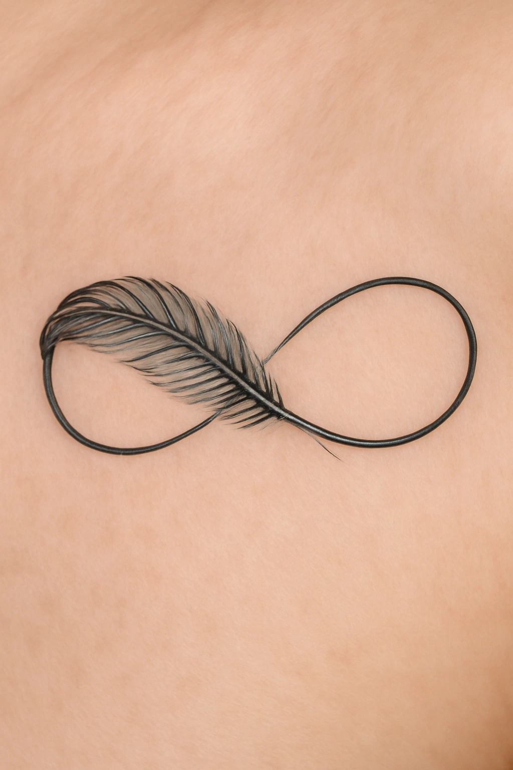  Feather with Infinity Symbol Design — “Endless Lightness”