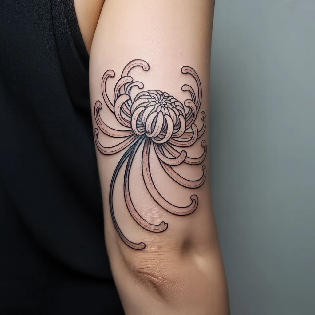 7. Flowing Lines Chrysanthemum Tattoo