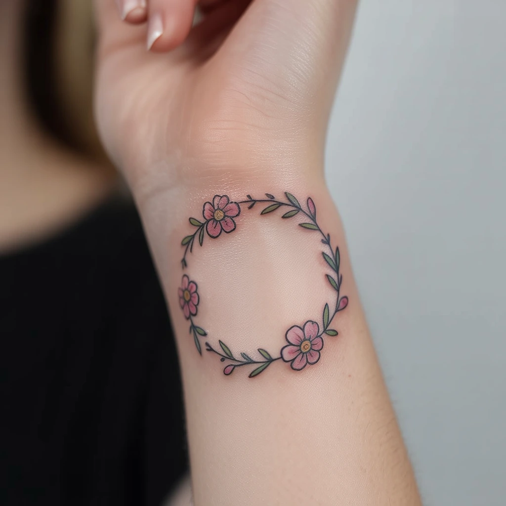 9. Charming Floral Wrap Around Tattoo