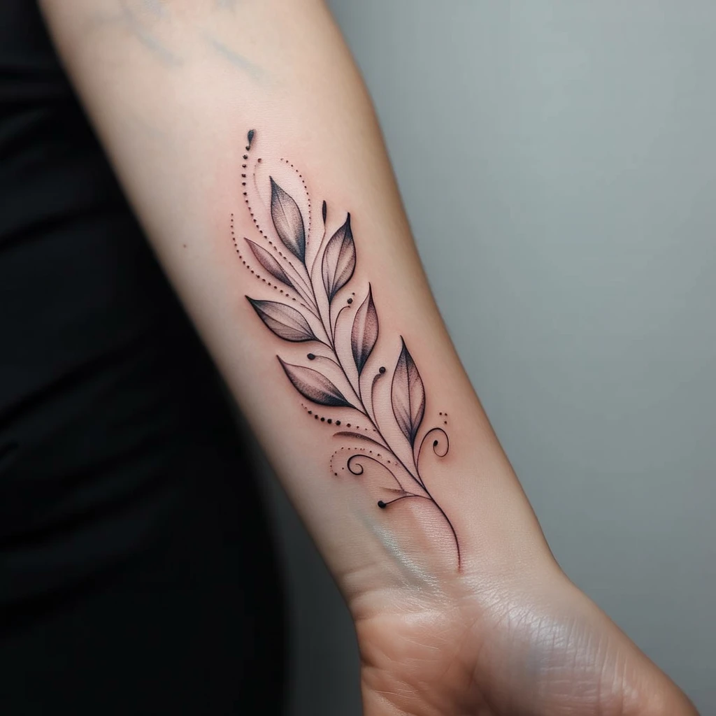 9. Delicate Leaf Design with Dot Accents
