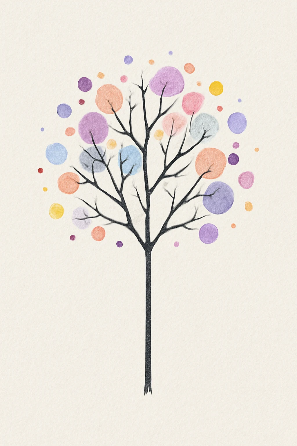 Abstract Tree Design with Color Dots — “Roots in Color”