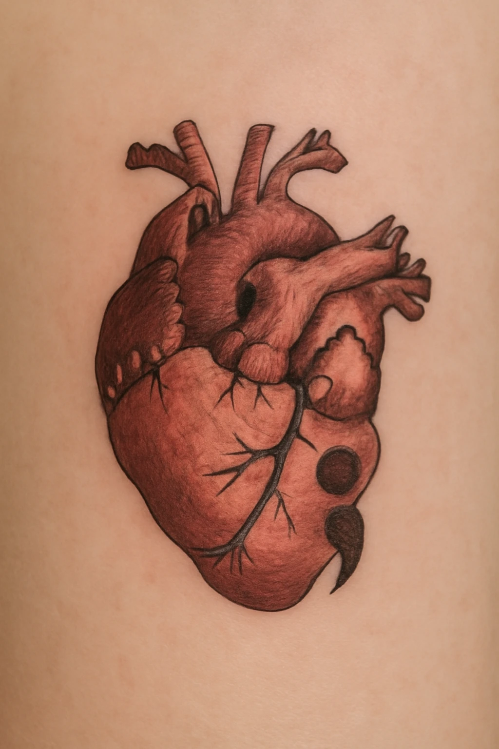 Anatomical Heart with Semicolon Tattoo — "Vivid Fusion"
